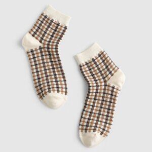 New Pair of Madewell Houndstooth Ankle Socks Vintage Ivory